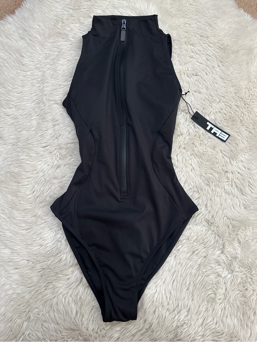 TA3 Sleeveless Surfy High-Neck One-Piece Swim in black